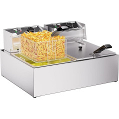 Fritteuse mit einer Kapazität von 20,7 l, elektricche Fritteuse mit 3400 W und 2 herausnehmbaren Körben (6,35 l), kommerzielle Fritteuse mit Temperaturkontrolle