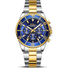 HANPOSH Vyrų laikrodis Chronograph Nerūdijančio plieno laikrodžiai Vyrų vandeniui atsparus laikrodis Vyrų kvarciniai laikrodžiai su data Verslo laikrodis vyrams