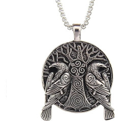 Viking Odin Raven Raven Penceta Necklace, Odin's Raven Rune Penceta - Galingi vikingų papuošalai vyrams ir moterims - Nerūdijančio plieno karoliai su Šiaurės mitologija ir keltų runomis Runų papuošalai, nerūdijantis
