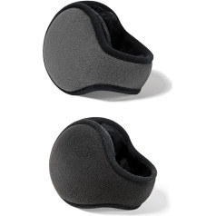 MOAZIFI Pack of 2 Žieminiai ausų gaubtai, vyrams, ausų gaubtai, moterims, ausų gaubtai, vėjo, reguliuojami ausų gaubtai, vyrams ir moterims, megzti ausų gaubtai, skirti naudoti lauke (pilka, juoda), pilka, juoda