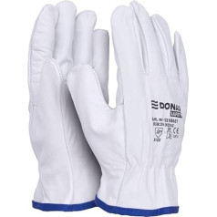 DONAU SAFETY Premium darbo pirštinės vairuotojui, pagamintos iš ožkos odos / 1 pora / 8 dydis / M / Baltos odinės pirštinės su elastingu riešu / Montavimo pirštinės / Pirštinės / Vairuotojo pirštinės / Apsauginės pirštinės