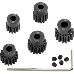 Pakuotė 5 juodų metalinių 5 mm metalinių žvaigždučių variklio pavarų rinkinių 13T 14T 15T 16T 17T Suderinama su HPI Kyosho Losi Losi Axial Tamiya 1/8 1/10 RC automobilis Monster Truck Buggy