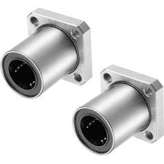 QUARKZMAN LMK20UU linijiniai rutuliniai guoliai x 2 vienetai chromuoto plieno kvadratinis flanšas 3D spausdintuvui ir CNC [20 mm skersmuo 32 mm AD 42 mm ilgis]