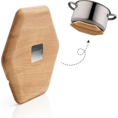 Magnetinis puodų padėklas atsparus karščiui su mobiliojo telefono laikikliu stalo ir planšetinio kompiuterio laikikliu - Padėklas puodui 20 cm ir keptuvei su danga - arbatinuko padėklas, pagamintas iš 100 % ąžuolo iš Europos