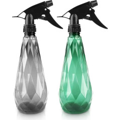 KEPLIN Wassersprühflaschen (2er-Pack), 600 ml, verstellbare Düse für Nebel und Strahl, wiederverwendbar und nachfüllbar, mit Sprühdüse, idealiai tinka klozetų, šulinių, stiklų atnaujinimui (Grau und Grün)