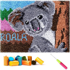 CCWORAN Koala Latch Hook rinkinys suaugusiesiems ir pradedantiesiems Amatų rinkinys Kilimų gamyba Gobelenas Pagalvėlė Mezgimo modelis Akių kilimėlis Drobė Vilnoniai verpalai Audinys Dekoracijos Namų dovana