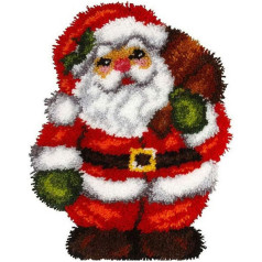 Huanxin Latch Hook Kit 3D spausdintos drobės Santa Claus dekoracijos nėrimo kablys kilimų amatų 20,5 x 15 colių Santa Claus