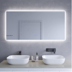 Didelis vonios kambario veidrodis su apšvietimu 140 x 70 cm sieniniam jungikliui LED šviesos veidrodis Sieninis veidrodis Energiją taupantis jutiklinis jungiklis Dimmable Cool White Neutral White Warm White Vonios kambario veidrodis šildomas