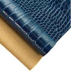 XHT 32 x 135 cm blizgus reljefinis krokodilo tekstūros dirbtinės odos PU dirbtinės odos amatų audinys, skirtas piniginėms Raktų pakabukai rankinėms, skirtas siuvimo amatų medžiagai (mėlyna)