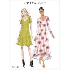 Vogue Patterns 9199 E5 Misses Dress, Tissue, Multicoloured, dydžiai 14-22