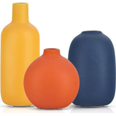 3 spalvingų vazų rinkinys - maža dekoratyvinė vazelė stalo apdailai, mini vazų rinkinys, pagamintas iš keramikos, vaivorykštinė vaza, skirta pampų žolei ir estetinei puošybai Gimtadienis, vestuvės, įkurtuvės