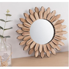 Upriver Wandspiegel 30 cm rustikaler Holzspiegel Bauernhausspiegel Boho-Spiegel Wanddekoration Raumdekor Heimdekoration für Schlafzimmer Wohnzimmer