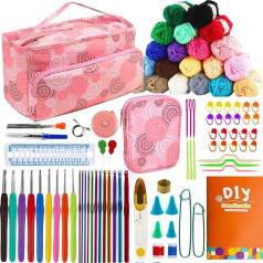 SusggO 96 dalių nėrimo rinkinys pradedantiesiems Pilnas nėrimo Amigurumi pradinis rinkinys Nėrimo reikmenys 25g 60% medvilnės 40% akrilo Tote Bag rankinės nėrimo rinkinys