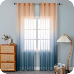 GIRASOLE HOME Pora Voile užuolaidos pusiau Sheer spalvos tamsintas geltonos ir pilkos spalvos užuolaidos gyvenamasis kambarys miegamasis virtuvė ir vidaus 2 skydai su Eyelet 55 x 94 colių