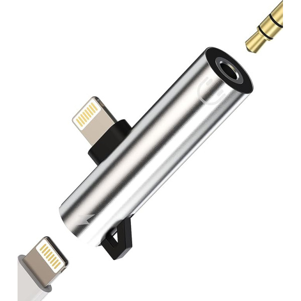 iPhone AUX-Adapter für Kopfhörer-Dongle Lightning auf 3,5 mm-Klinken-Splitter-Verbindungskabel (2 in 1) Ladegerät Ohrhörer-Audiokabel Apple MFI-zertifiziert für 14 13 12 11 Pro Max 7 8 Plus X Xs Xe Se
