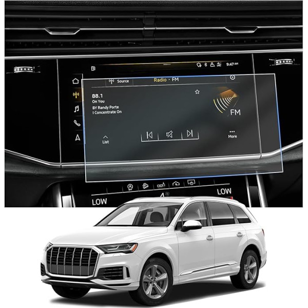 CDEFG Suderinama su Audi Q7 Q8 Q8 e-tron 2020-2024 2025 navigacijos ekrano apsauga 6H atspari įbrėžimams 10,1 colio GPS ekrano apsauga Navigacinė plėvelė Q8 etron Priedai 2 vnt.