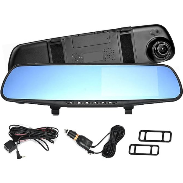 Automobilio priekinės ir galinės prietaisų skydelio kameros Dvigubas objektyvas HD 1080P 4. 3 colių automobilinis vaizdo registratorius Galinio vaizdo veidrodžio kamera Dash Cam vaizdo įrašymo įrenginys Judesio aptikimo kilpos įrašymas