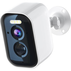 AUKTECH 5 MP lauko stebėjimo kameros baterija - lauko stebėjimo kamera su 1920P FHD spalvotu naktiniu matymu, PIR judesio jutikliu, dvipusiu garsu, 2,4 GHz 
