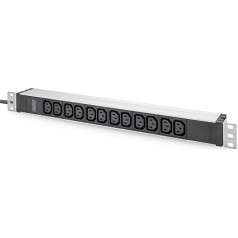DIGITUS maitinimo blokas - 12 C13 atšakų - 1HE - 250VAC - 50/60Hz - 10A - su grandinės apsaugos jungikliu
