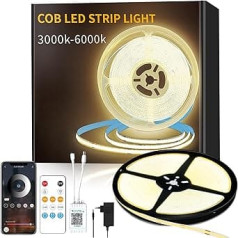 20 m reguliuojamos COB LED juostos 24 V lankstus COB LED juostų rinkinys, 3000 K šiltai baltos spalvos ryškios apšvietimo lemputės, skirtos namų šventėms, skirtos 