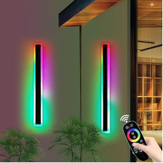 Lauko RGB sieninis šviestuvas, 16 spalvų reguliuojamas sieninis šviestuvas IP65 vandeniui atsparus kalėdinis sieninis šviestuvas 3000K-6000K su nuotolinio valdymo pulteliu, 10-100 % reguliuojamas lauko sieninis šviestuvas kiemui, vilai, tvorai 100 c