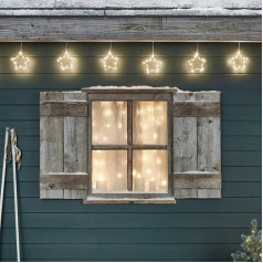 Lights4fun Osby 6 LED žvaigždžių girlianda, Kalėdų apšvietimas su laikmačiu, vidaus ir lauko šviesos uždanga, vidaus