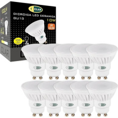 CLAR - LED GU10 LED šiltai balta, 10 W GU10 LED, GU10 lemputė, GU10 LED, LED lempa GU10, LED lemputė, GU10 šiltai balta, 3000ºK (10 vnt.)