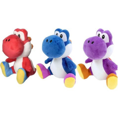 Yoshi pliušinė figūrėlė, 3 dalių rinkinys, raudona, mėlyna, violetinė, 30 cm, minkštas, dinozauras, pliušinis žaislas, tinkantis nuo pirmųjų gyvenimo mėnesių
