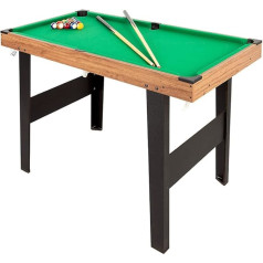 ColorBaby 85434 Amerikietiškas biliardo stalas vaikams ir suaugusiesiems, 121 x 61 x 70 cm, pagamintas iš tvirto medžio, įskaitant 2 lazdas, 16 kamuoliukų, 1 kreidą, 1 šepetėlį ir 1 trikampį, 2-4 žaidėjams, nuo 6 metų ir vyresniems.
