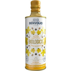 BENVOLIO - ekologiškas aukščiausios kokybės rapsų aliejus, 500 ml, turtingas Omega 3 ir vitaminu E, idealus rapsų aliejus kepimui ir salotoms, sveikas ir universalus visai šeimai, šalto spaudimo kepimo aliejus, rapsų sėklos