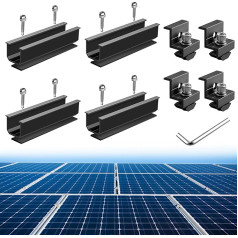 Anbte Solarmodul-Montagehalterungen, Aluminium-Solarmodul-Halterungs-Set, 120 mm, Montageschiene, 30 mm/35 mm, Solarmodul-Klemmen, Solarmodul-Halterung für Metalldach, Blechdach, Flachdach, Blechdach,