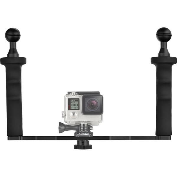 D&F aliuminio lydinys Dvigubas rankinis rankinis vaizdo stabilizatorius, skirtas GoPro 6/5/4/3 + / 3 SJCAM SJ4000 / 5000/6000 Xioao Yi 24 Karat & Kamera Camcorder LED Licht & Unterwasser Dome