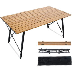QUTBAG sulankstomas stovyklavimo stalas Aliuminio lydinys 120x69 cm Nešiojamasis sulankstomas lengvas susukamas šoninis stalas su 58-78 cm reguliuojamu aukščiu, skirtas lauko stovyklavietėms, piknikams, kiemams