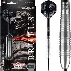 BULL'S Brutus 80% Volframo strėlės su plieniniais antgaliais | Tiksliai pagamintos sunkiasvorės strėlės | Tiesus korpusas su žiedo formos ir briaunota rankena | Į komplektą įeina 100 serijos Brutus Nr. 2 skrydžiai