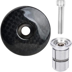 BUCKLOS dviračio galvutės viršutinio dangtelio dangtelis ir prailginimo kištukas, tinka 3,8 cm vamzdeliams, anglies pluošto viršutinio dangtelio su aliuminio varžtu (matinis/blizgus)