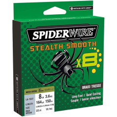 Spiderwire Stealth Smooth 8 Blue Camo, 8 krypčių pintas lynas su mikro danga, 150 m, 0,06 mm - 0,39 mm, 5,4 kg - 46,3 kg (150, 0,39 mm - 46,3 kg)