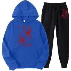 Eauptffy Moterų džemperis, su gobtuvu ir bėgimo kelnės, Hoodie rinkinys, Siaubas su kraujo spauda, Sportinis kostiumas, 2 dalių gobtuvas, atsitiktinis, laisvas laisvalaikio rinkinys, stilingas 2024 sporto rinkinys, Jogger