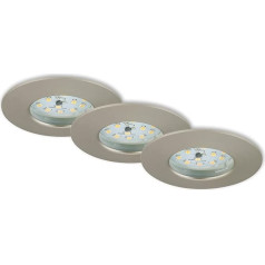 Briloner Leuchten 7231-032 LED Einbauleuchte, dimmbar, LED Strahler, Spots, Wohnzimmer, LED 230v, 5,5 Watt, 470 Lumen, Badezimmer / Bad geeignet IP44, energiesparend, 3er-Set, rund, matinis nikelis