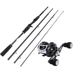 Angelruten, Angelrute, Kunstköderrute und Baitcastingrolle, Combo, Kohlefaser-Spinnrute, Casting-Angelrolle, Räder-Sets, Angelzubehör, Angelruten (Farbe: 2,1 m und rechte Hand) (2,1 m und rechte