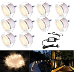 LED įleidžiami įžeminimo žibintai, skirti naudoti lauke, 12 V nuolatinės srovės, 1 W, 45 mm skersmens, 10 vnt.