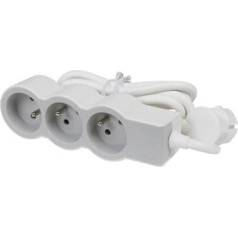 Prailginimo kabelis 3x2p+z 1,5 m baltas/pilkas