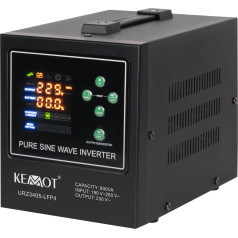Avarinis maitinimo šaltinis PROsinus-800-LFP4 grynos sinusoidės bangos inverteris su įkrovimo funkcija 12V 230V 800VA/500W