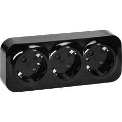 Trigubas kištukinis lizdas ToDo 2P+Z Schuko IP20, 16A, 230V AC, juodas, 10 vnt.