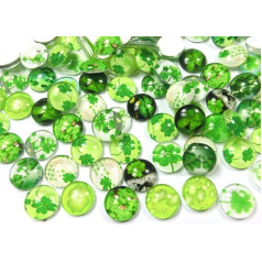 Beadsvision 50 x Stiklo kabošonai 12 mm Shamrock Mix Round 103