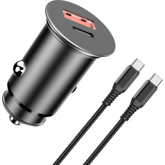 48 W cigarečių žiebtuvėlio USB C adapteris automobilinis metalinis automobilinis įkroviklis USB C greitojo įkrovimo laidas, skirtas 