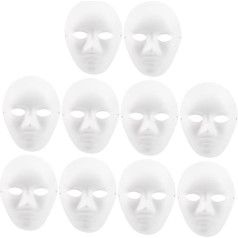 ifundom Pack of 10 Paintable Paper Masks Man Figure Pack of 10 Empty Masks Thermal Mask Empty Painting Mask Base Embrio Mask Make Yourself Paintable Mask Full Costume Masquerade Mass White