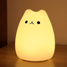 ZKLiLi Cat Night Light, mielos katės vaikų kambario lempos, USB įkraunama katės lempa, naktinė šviesa, gimtadienio, kalėdinė dovana su šilta balta spalva ir 7 spalvų kvėpavimo režimais vaikams, kūdikiams, vaikams