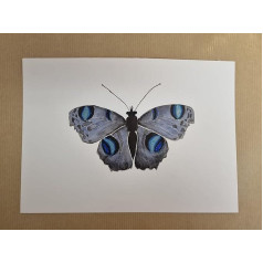GLOWYBOX Rankomis tapytas akvarele tapytas akvarelinis paveikslas ant aukštos kokybės 17 x 24 cm, 300 g/m² popieriaus, akvarele tapytas akvarelinis akvarelinis paveikslas moterims, vyrams ir vaikams (vidurnakčio mėlyna)