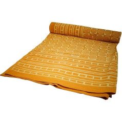 GURU SHOP blokas spausdinti lovatiesė, lova ir sofa mesti, rankų darbo sienos kabinti, sienos rankšluostis - dizainas 24, geltona, medvilnė, dydis: Dvigulė 225 x 275 cm, lovatiesės su blokiniu raštu