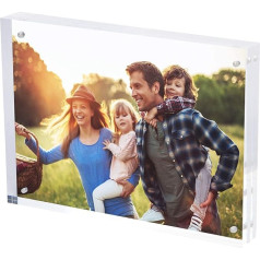 SimbaLux 8x10 magnetinis akrilo nuotraukų rėmelis 24 mm storio UV apsaugos skaidrus stiklas Dvipusis berėmis laisvai stovintis 20 % storesnis nei dauguma